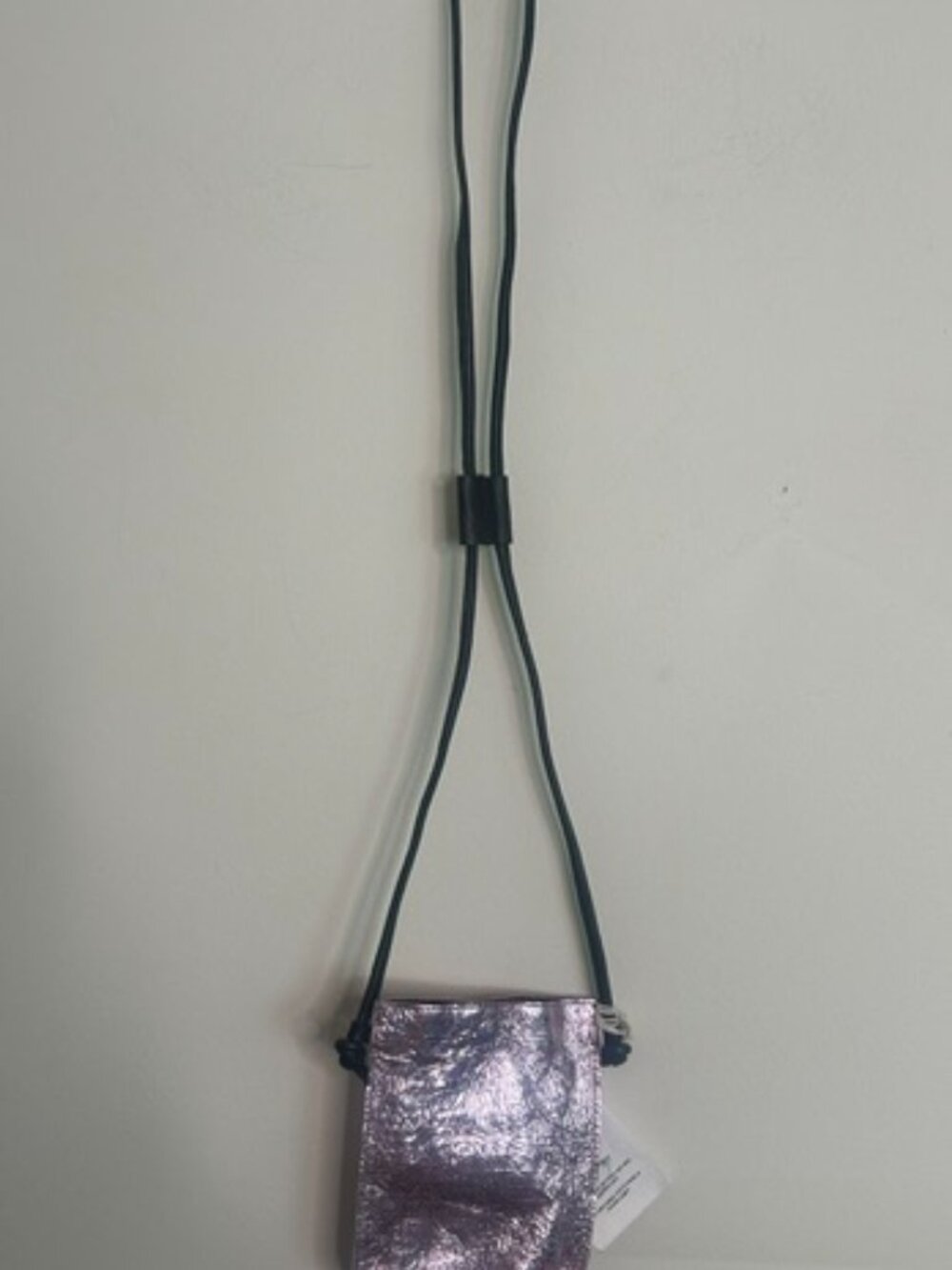 Free People Glitter Damsel Metallic Pink Leather Crossbody Handmade NWT - Picture 12 of 16